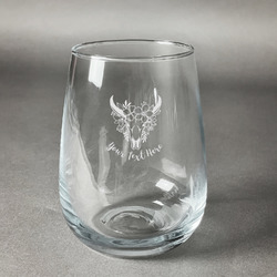 Boho Stemless Wine Glass - Engraved (Personalized)