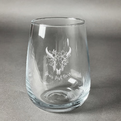 Boho Stemless Wine Glass - Engraved (Personalized)