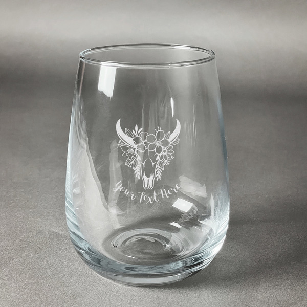 Custom Boho Stemless Wine Glass (Single) (Personalized)