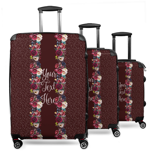 Custom Boho 3 Piece Luggage Set - 20" Carry On, 24" Medium Checked, 28" Large Checked (Personalized)
