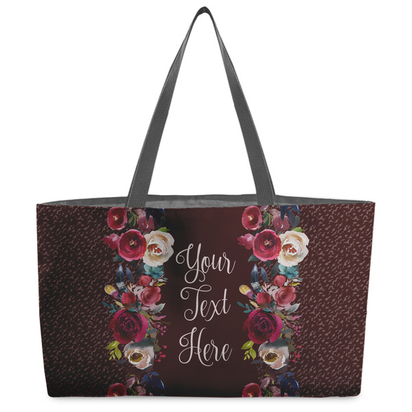 Custom Boho Beach Totes Bag - w/ Black Handles (Personalized)