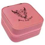 Boho Travel Jewelry Boxes - Pink Leather (Personalized)