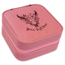 Boho Travel Jewelry Boxes - Pink Leather (Personalized)