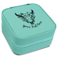Boho Travel Jewelry Box - Teal Leather (Personalized)