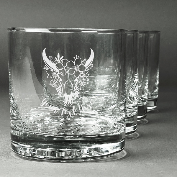 Custom Boho Whiskey Glasses (Set of 4) (Personalized)