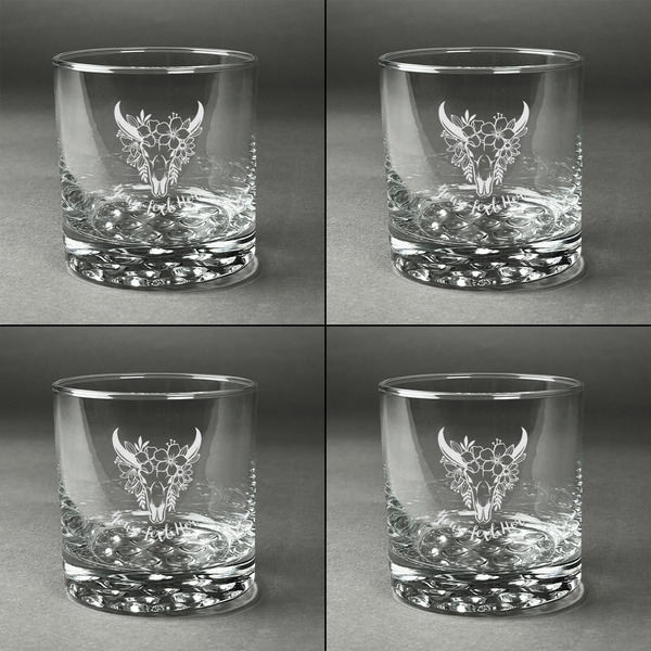 Boho Whiskey Glasses - Set of 4 all Engraved