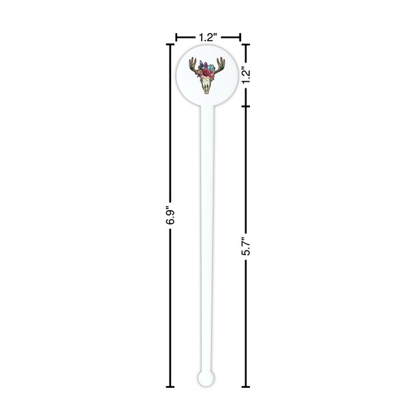 Boho White Plastic 7" Stir Stick - Round - Dimensions