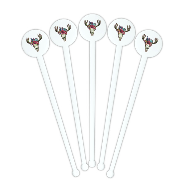 Boho White Plastic 7" Stir Stick - Round - Fan View