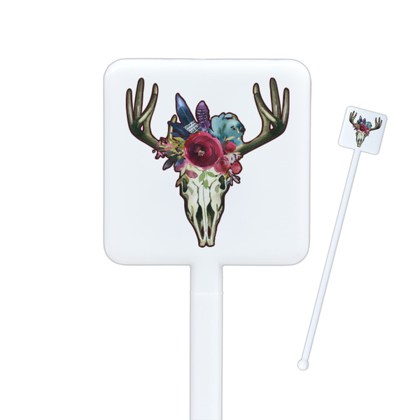 Custom Boho Square Plastic Stir Sticks - Single Sided