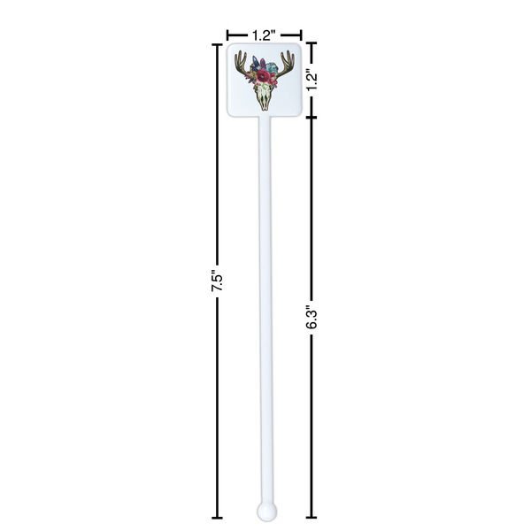 Boho White Plastic Stir Stick - Square - Dimensions