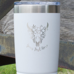 Boho 20 oz Stainless Steel Tumbler - White - Double Sided (Personalized)