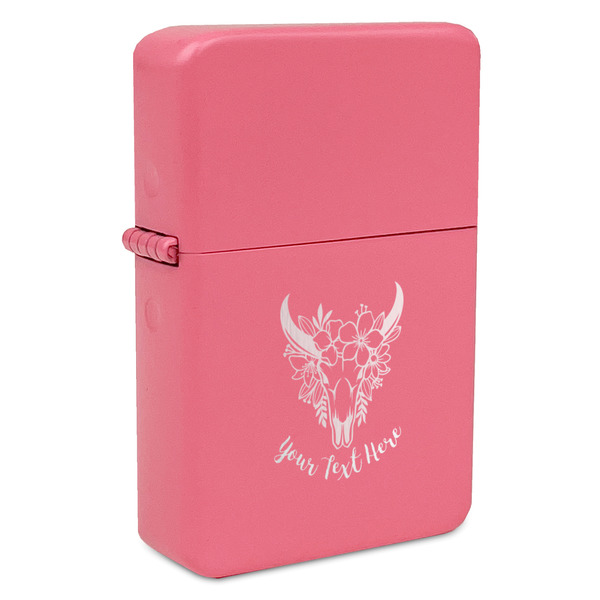 Custom Boho Windproof Lighter - Pink - Single Sided & Lid Engraved (Personalized)