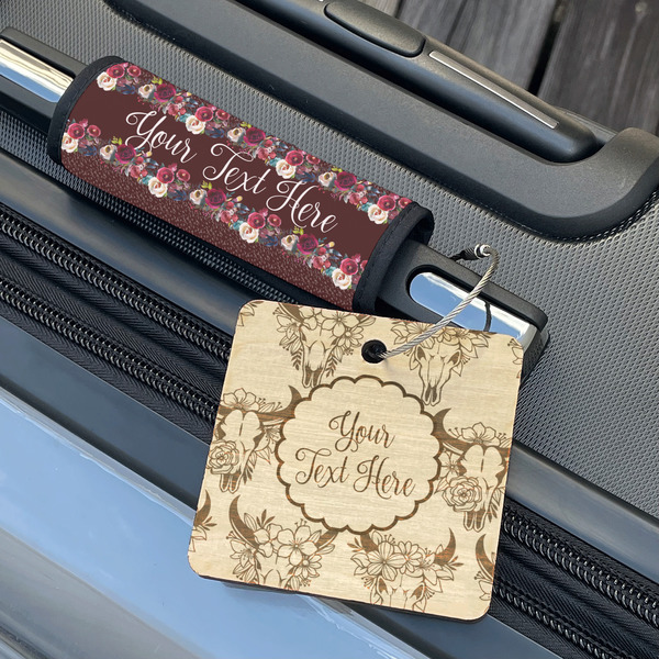 Boho Wood Luggage Tags - Square - Lifestyle