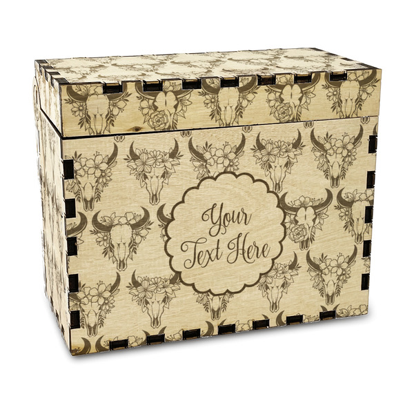 Custom Boho Wood Recipe Box - Laser Engraved (Personalized)