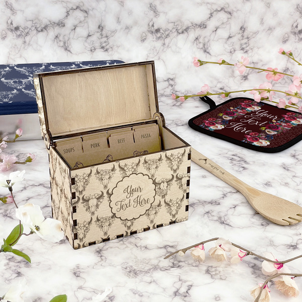 Boho Wood Recipe Boxes - Lifestyle