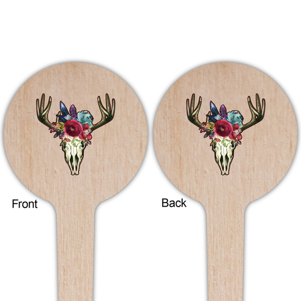 Boho Wooden 4" Food Pick - Round - Double Sided - Front & Back