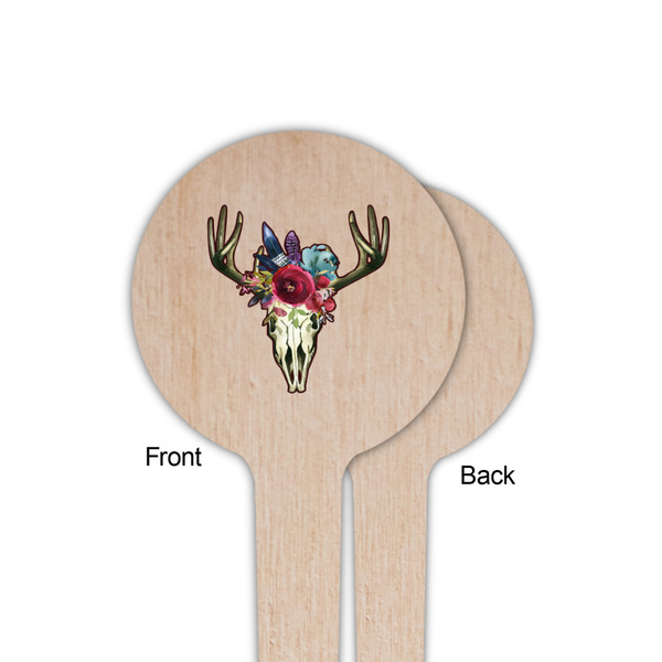 Boho Wooden 4" Food Pick - Round - Single Sided - Front & Back