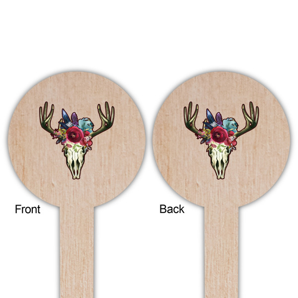 Boho Wooden 6" Food Pick - Round - Double Sided - Front & Back