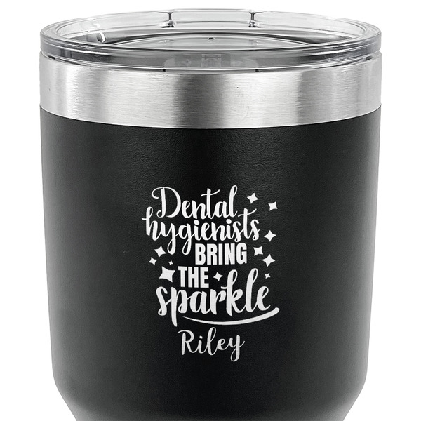 Dental Hygienist 30 oz Stainless Steel Ringneck Tumbler - Black - CLOSE UP