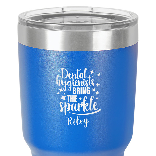 Dental Hygienist 30 oz Stainless Steel Ringneck Tumbler - Blue - Close Up