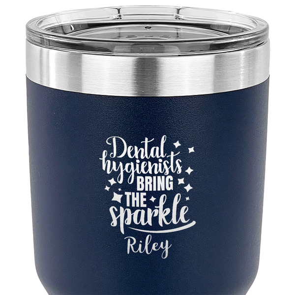 Dental Hygienist 30 oz Stainless Steel Ringneck Tumbler - Navy - CLOSE UP