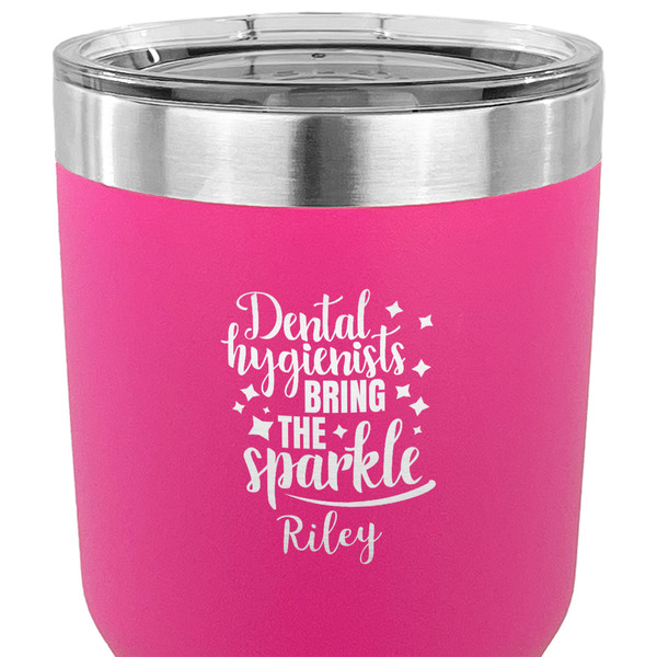 Dental Hygienist 30 oz Stainless Steel Ringneck Tumbler - Pink - CLOSE UP