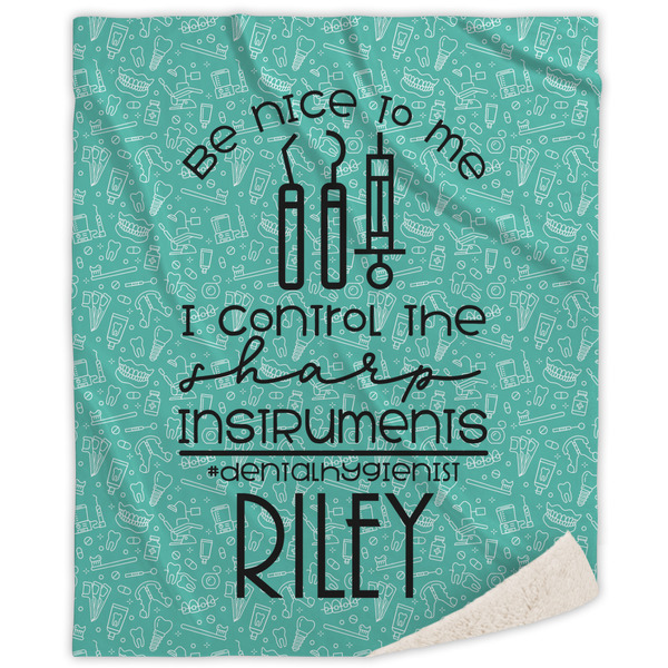 Custom Dental Hygienist Sherpa Throw Blanket - 60"x80" (Personalized)