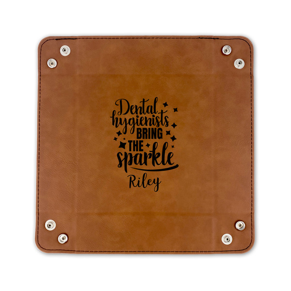 Dental Hygienist 6" x 6" Leatherette Snap Up Tray - FLAT FRONT