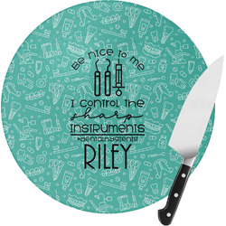 Dental Hygienist Round Glass Cutting Board - Small (Personalized)