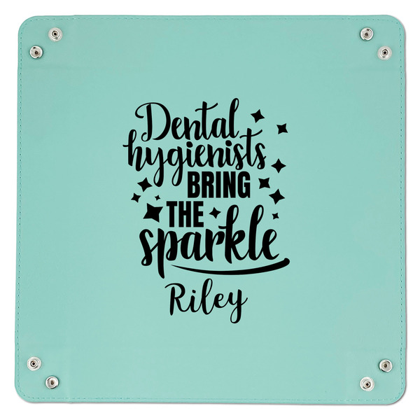 Dental Hygienist 9" x 9" Teal Leatherette Snap Up Tray - APPROVAL