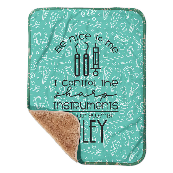 Custom Dental Hygienist Sherpa Baby Blanket - 30" x 40" w/ Name or Text