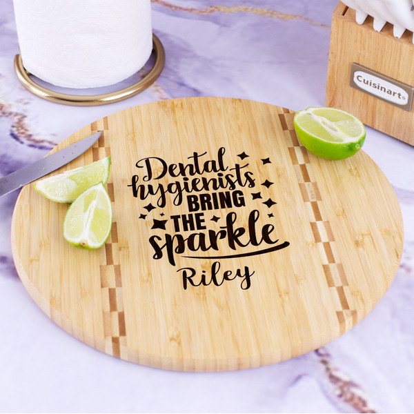 Dental Hygienist Bamboo Cutting Board - In Context