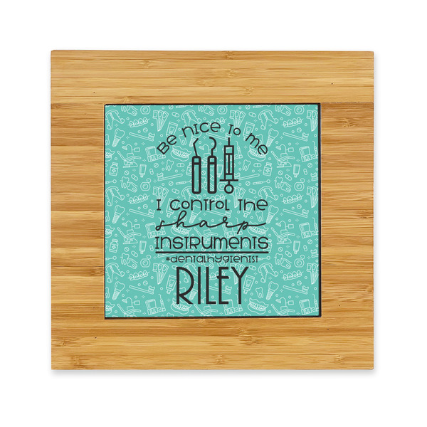 Custom Dental Hygienist Bamboo Trivet with Ceramic Tile Insert (Personalized)