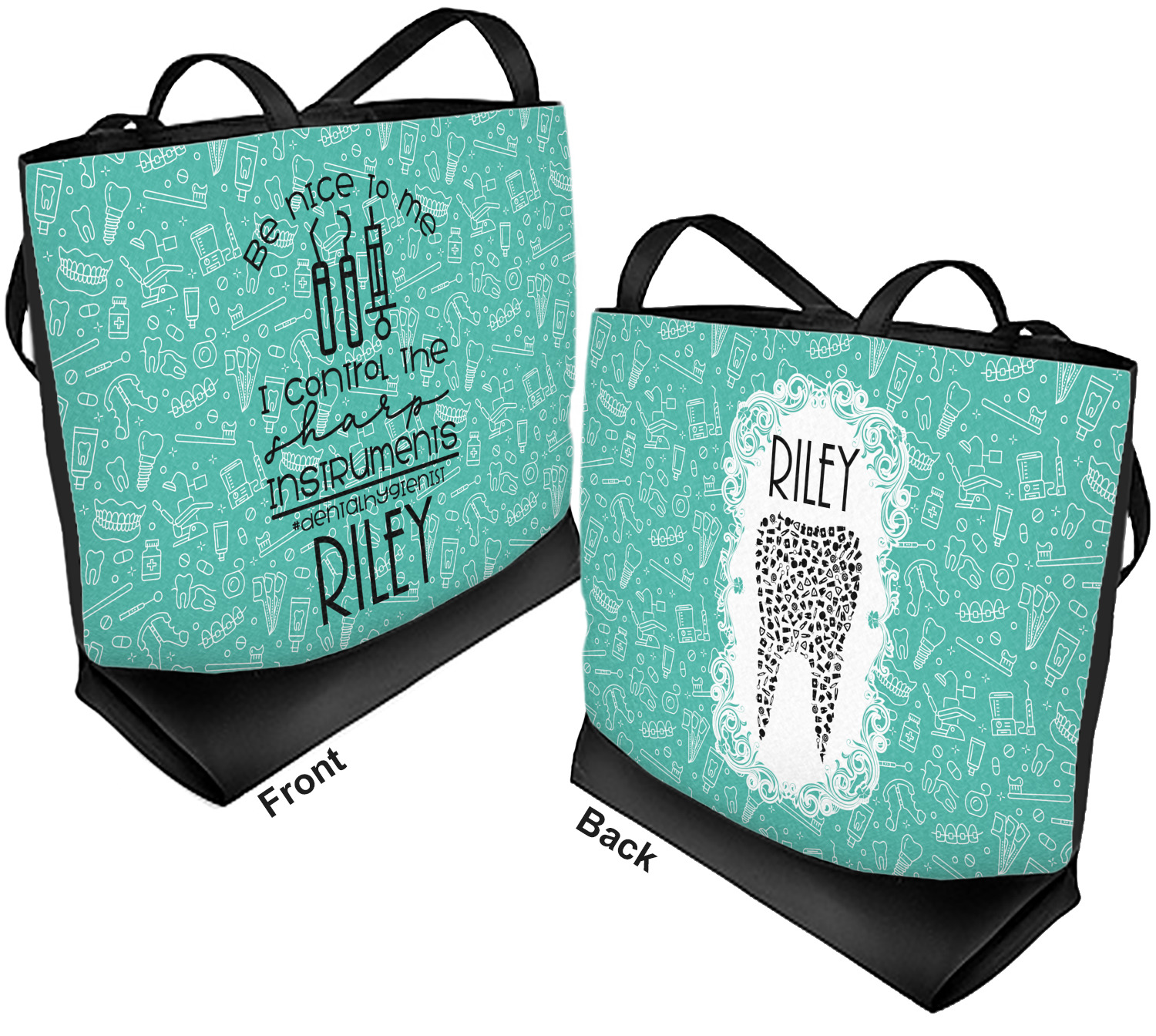 Dental Hygienist Beach Tote Bag Regular Front & Back (Personalized