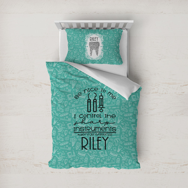 Custom Dental Hygienist Duvet Cover Set - Twin (Personalized)