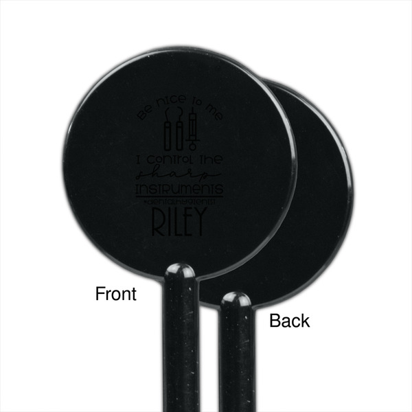 Dental Hygienist Black Plastic 5.5" Stir Stick - Single Sided - Round - Front & Back