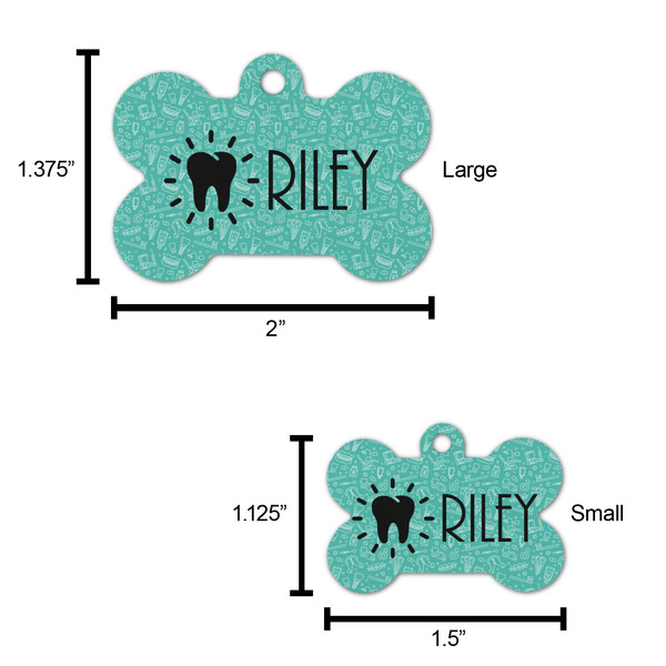 Dental Hygienist Bone Shaped Dog ID Tag - Large - Scale