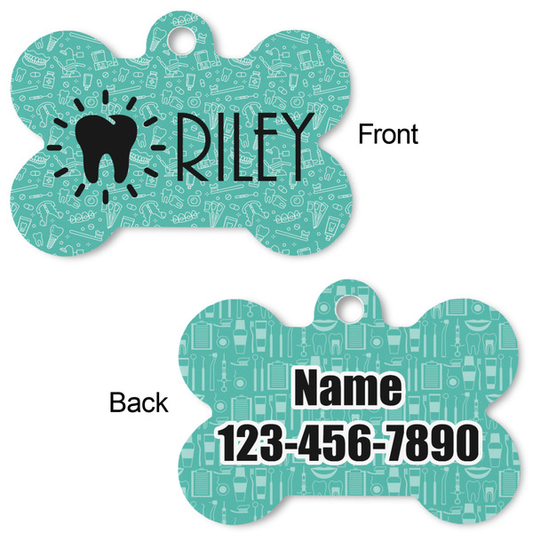 Dental Hygienist Bone Shaped Dog Tag - Front & Back