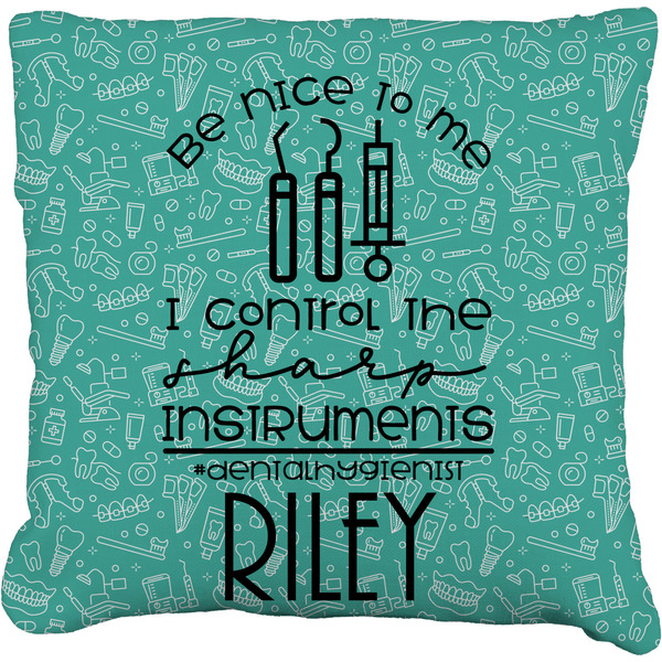 Custom Dental Hygienist Faux-Linen Throw Pillow 18" (Personalized)