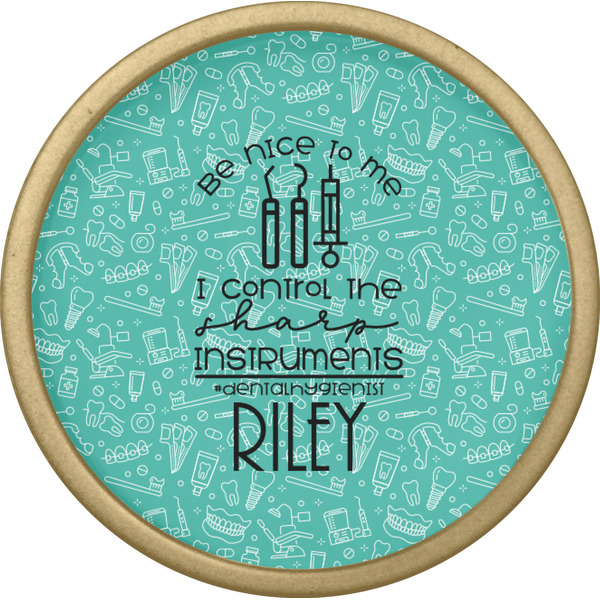 Dental Hygienist Cabinet Knob - Gold - Front