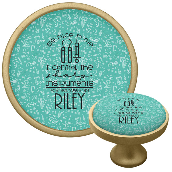 Custom Dental Hygienist Cabinet Knob - Gold (Personalized)