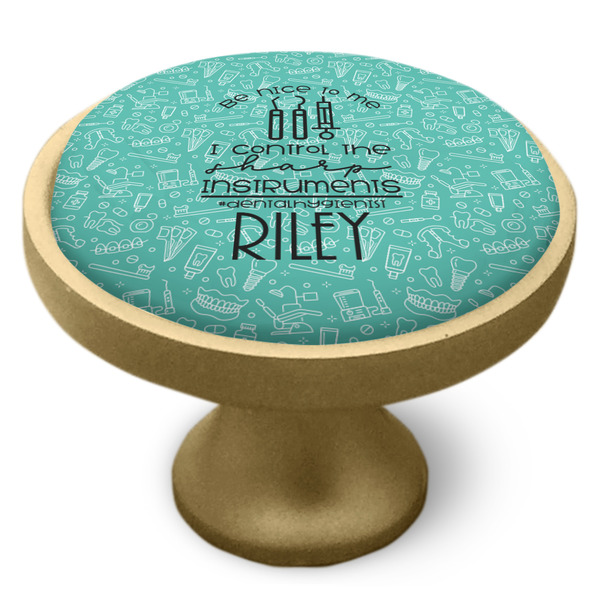 Dental Hygienist Cabinet Knob - Gold - Side