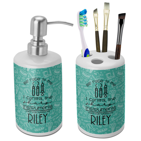 Custom Dental Hygienist Ceramic Bathroom Accessories Set (Personalized)