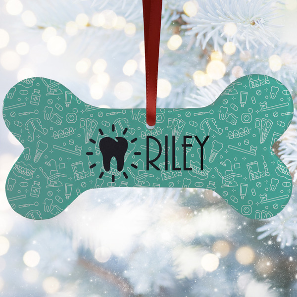 Custom Dental Hygienist Ceramic Dog Ornament w/ Name or Text