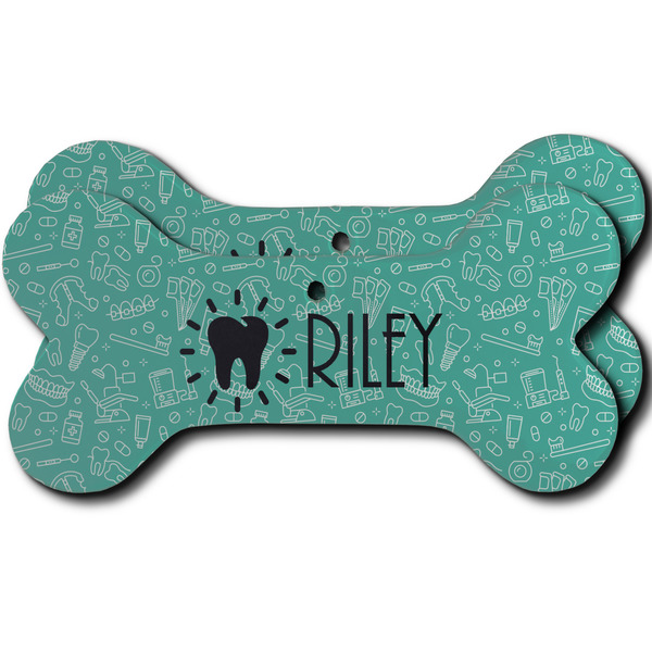 Custom Dental Hygienist Ceramic Dog Ornament - Front & Back w/ Name or Text