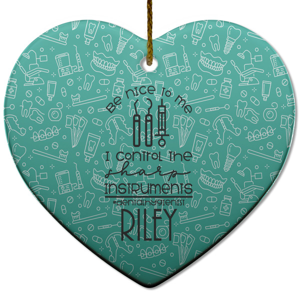 Dental Hygienist Ceramic Flat Ornament - Heart (Front)