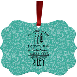 Dental Hygienist Metal Frame Ornament - Double Sided w/ Name or Text