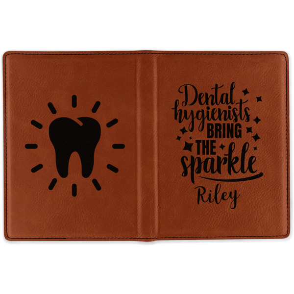 Dental Hygienist Cognac Leather Passport Holder Outside Double Sided - Apvl