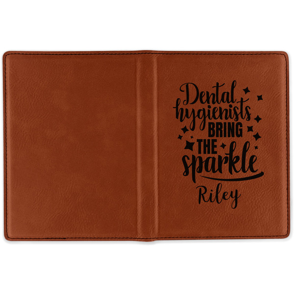 Dental Hygienist Cognac Leather Passport Holder Outside Single Sided - Apvl
