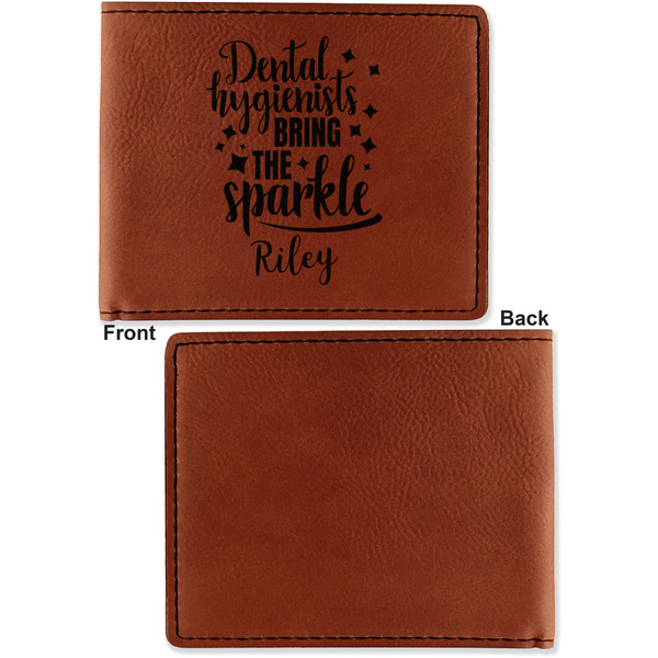 Dental Hygienist Cognac Leatherette Bifold Wallets - Front and Back Single Sided - Apvl
